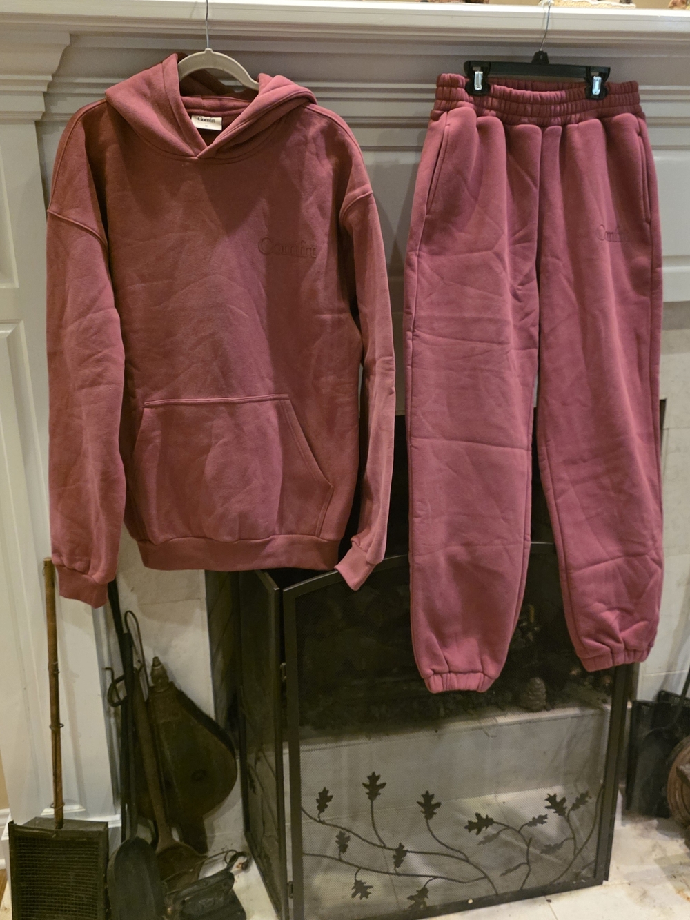 Women's Muted Maroon Cozy Jogger Pants And Oversized Matching Hoodie